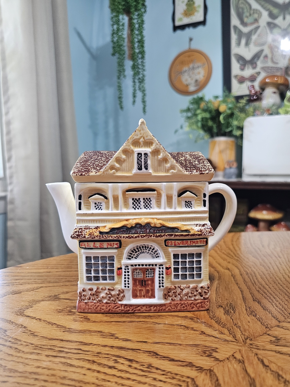 Vintage Ceramic House Silversmith Cream Yellow Teapot Cottagecore Grandmacore